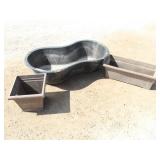 Figure 8 Pond Liner & 2 Brown Plastic Flower Pots