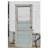 Vintage Shabby Outside Door w/Glass & Knob