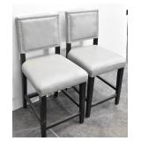 (2) Light Grey  Cushioned Bar Stool Chairs