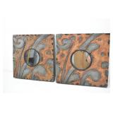 Pair of SGS Swirl Circle Mirror Wall Tile Decor