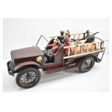 Collectible Wood /Metal Toy Fire Truck w 3-Firemen