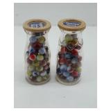 (2) Half Pint Milk Jars w/ Marble Collection