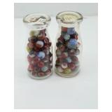 (2) Half Pint Cream Glasses w/ Vintage Marble