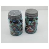 (2) Ball Pint Jars w/ Vintage Marble Collection