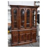 Colonial Lighted China Hutch Glass Doors