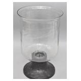 Large Glass Pedestal Candle Holder w/Metal Base