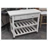 Rolling Farmhouse Island w/2 Drawers & 2 Towel
