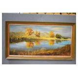 Mid Century "THE POND"  Art Print by Niel Butcher