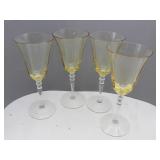 Set of 4 Honey Amber Fluted Wine Goblets