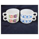 (4) Mid Century Milk Glass Cereal Bowls w/ Handles