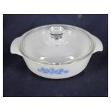 FIRE-KING Blue Cornflower 1qt Casserole Dish w Lid