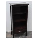 3-Shelf Dark Wood Bookcase with Bottom Drawer