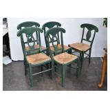 5-Empire Wood Dining Chairs with Rush Seats