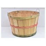 Wood Slat Bushel Fruit Basket, Wire Handles