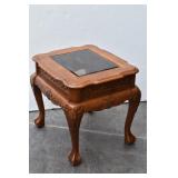 Carved Wood Claw Foot Side Table w/ Beveled