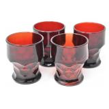 Set of 4 Viking Glass Georgian Ruby Tumblers
