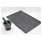 Marble Trivet & Mortar & Pestle Set