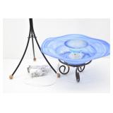 Frosted Blue Swirl Glass Mist Maker w/ 2 Stands