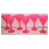 Rare Pink Libby Cosmo Girl ZigZag Cocktail Glasses