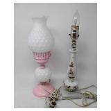 Hobnail Milk White Glass Dresser/Boudoir Lamp