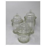 (3) indiana Glass Apothecary Jars