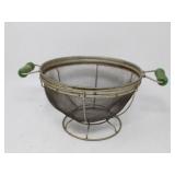 Double Green Wood Handled Colander Wire Mesh