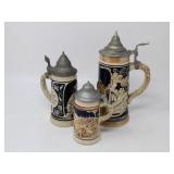 (3) Various Size Germany Beer Steins