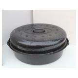 Large Granite Enamelware Roaster w/Rack