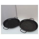 (2) Granitware Enamel 2 Handle Skillets/Fry Pan