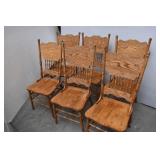(6) Pressed Back Wood Dining Chairs