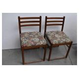 Pair of Wood Framed Dining Chairs, Cushioned Seats