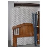 Queen Mattress, Wood Headboard & Metal Frame