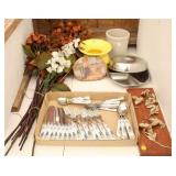 Christmas Flatware, SS Camping Tray, Flowers