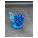 Blue art, glass bird hand signed