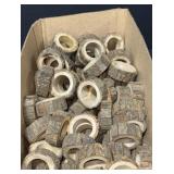 Large box of homemade wooden napkin rings