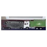 Toy semi car hauler, garbage recycle truck