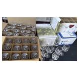 Large amount of glass wine glasses