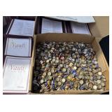 Large box of vintage bottle caps/wine vault menus