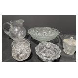 Press Glass candy dish with lid, glass water,