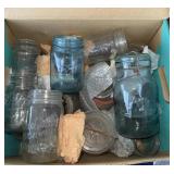 Vintage canning jars, some blue