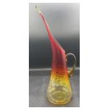 MCM Large 14.5' tall crackle glass pitcher