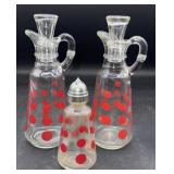 Anchor Hocking Red polka Dots Cruets/shaker