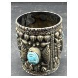 Egyptian Silver Cylinder cup Turquoise