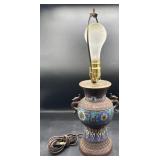 Antique metal lamp, hand-painted