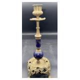 French Antique Porcelain stem  9 1/4' candlestick