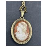 Vintage cameo locket with chain