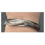 Designer signed DL silver over bronze cuff