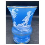 Vintage Mary Gregory Blue vase #1 4.5' tall