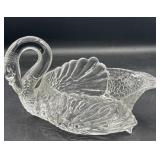 Cambridge Art glass swan glows
