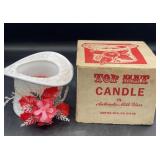 Top Hat milk glass candle w/original box